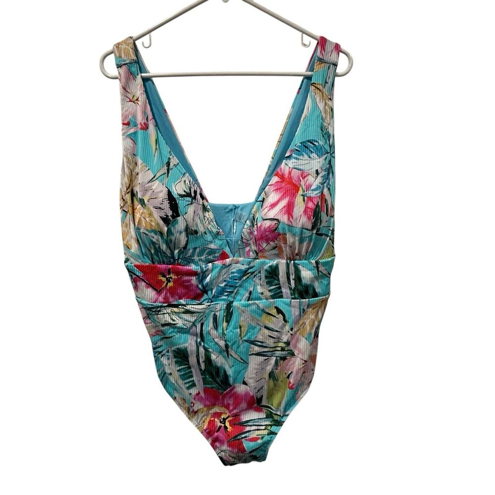 Coastal Waves Women Hawaiian Floral Bathing Suit One Piece Size 3X Fits 1X XL